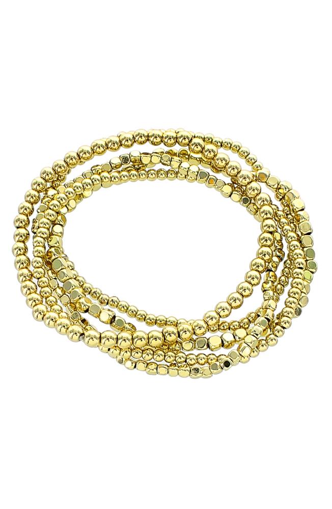 Panacea Set of 5 Beaded Stretch Bracelets in Gold Cover