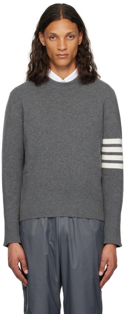 Thom Browne Gray & Navy 4-Bar Sweater Cover