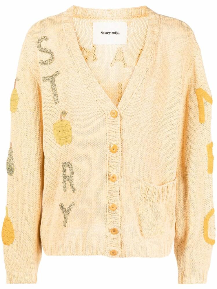 STORY mfg. Twinsun appliqué-detailing cardigan - Yellow Cover