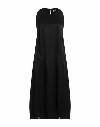 European Culture Woman Midi dress Black Rayon, Viscose, Linen, Cotton Cover