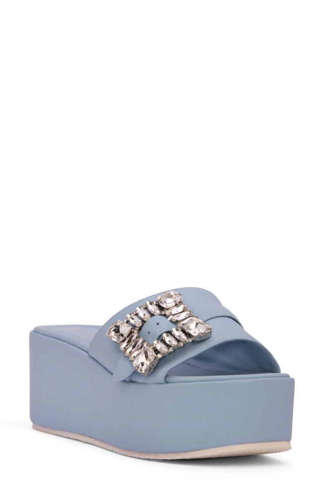 BEAUTIISOLES Dita Platform Slide Sandal in Sky Blue Cover