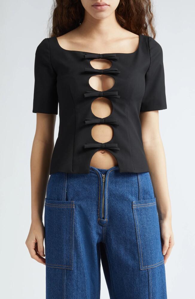 Sandy Liang Sorrel Bow Detail Top in Black Cover