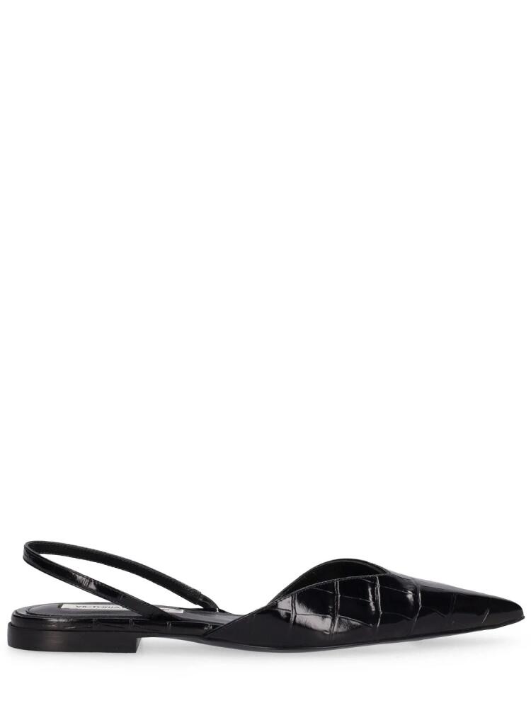 VICTORIA BECKHAM Croc Embossed Leather Slingback Flats Cover