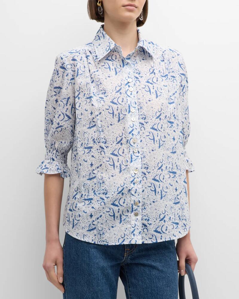 Finley Sirena Scrollwork-Print Cotton Shirt Cover