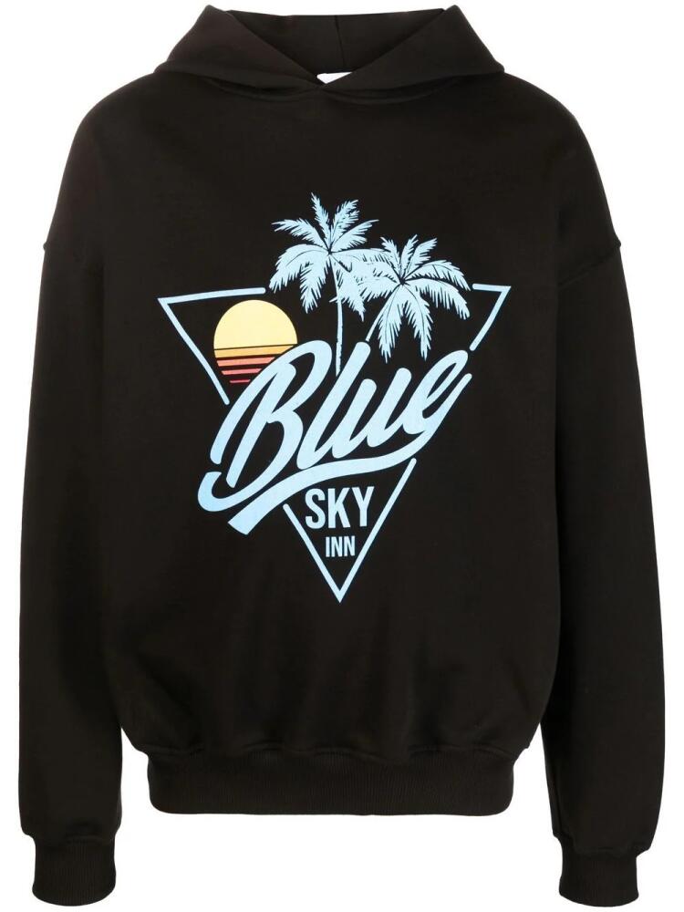 BLUE SKY INN logo-print cotton hoodie - Black Cover