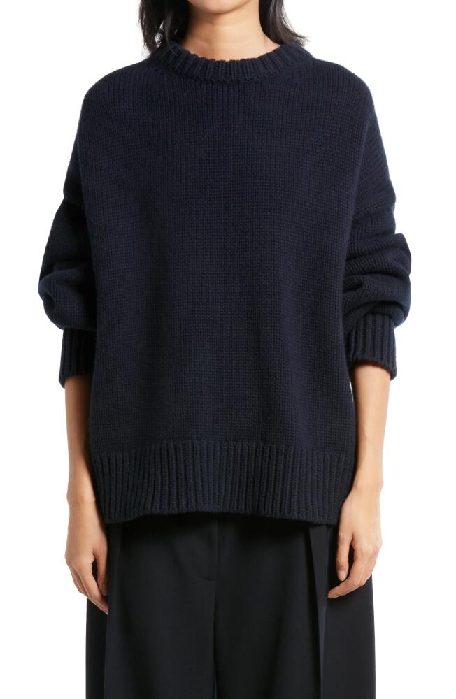 The Row Ophelia Oversize Crewneck Wool & Cashmere Sweater in Dark Navy Cover