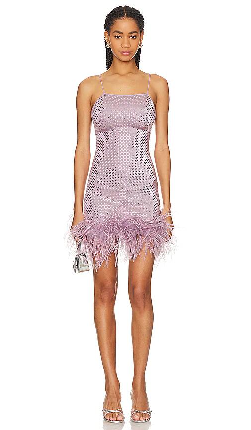 Oseree Disco Plumage Mini Dress in Lavender Cover