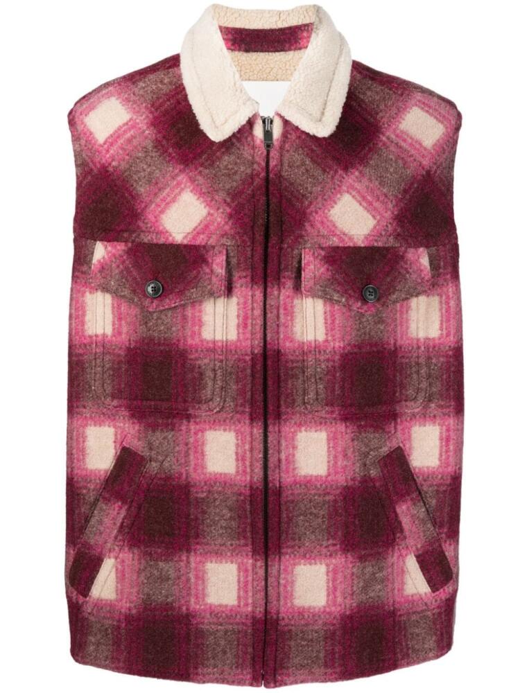 MARANT Kiraneo plaid-check zip-up gilet - Purple Cover