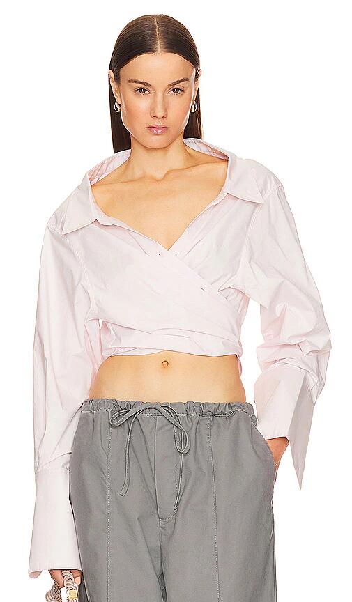 Helsa Poplin Wrap Shirt in Blush Cover