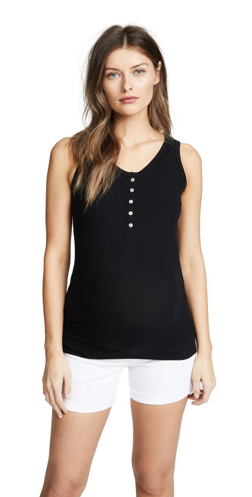 Ingrid & Isabel Henley Rib Nursing Tank Jet Black Cover