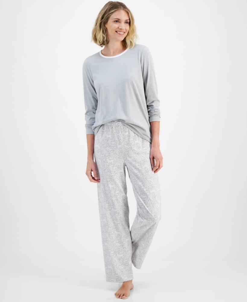 Charter Club Women's 2-Pc. Long-Sleeve Pajamas Set, Created for Macy's - Animal Garden Cover