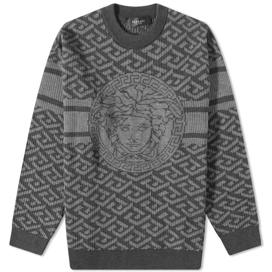 Versace Mens La Greca Medusa Monogram Jacquard Jumper Cover