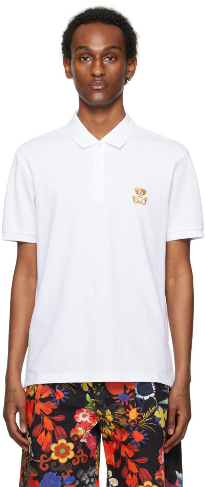 Moschino White Embroidered Polo Cover