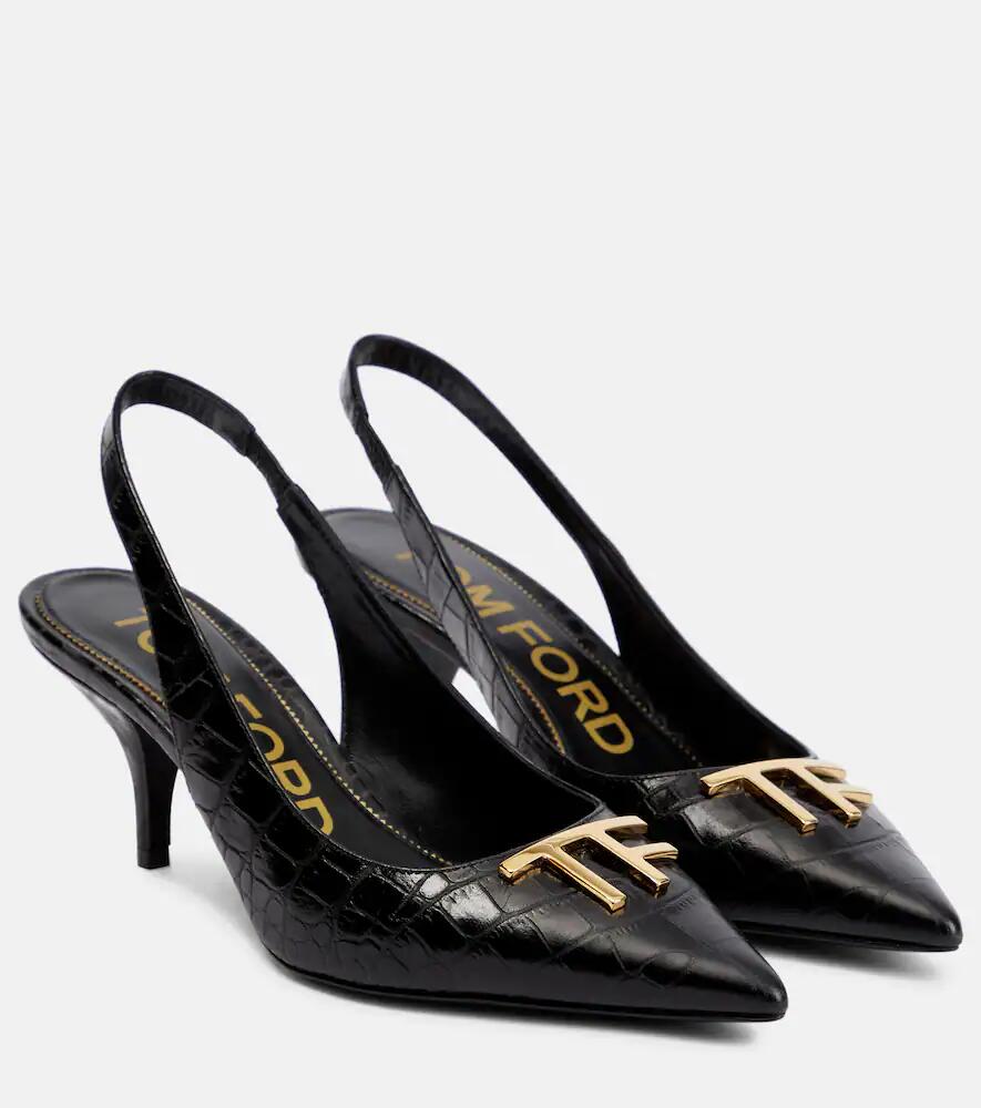 Tom Ford Croc-effect leather slingback pumps Cover