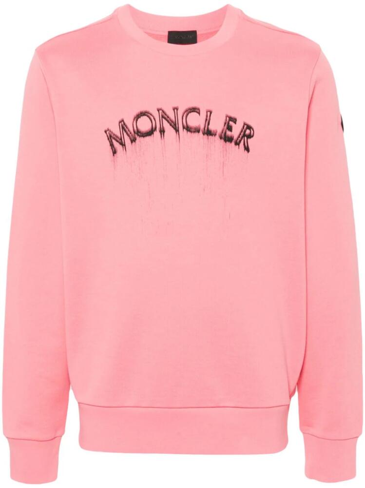 Moncler logo-embroidered cotton sweatshirt - Pink Cover