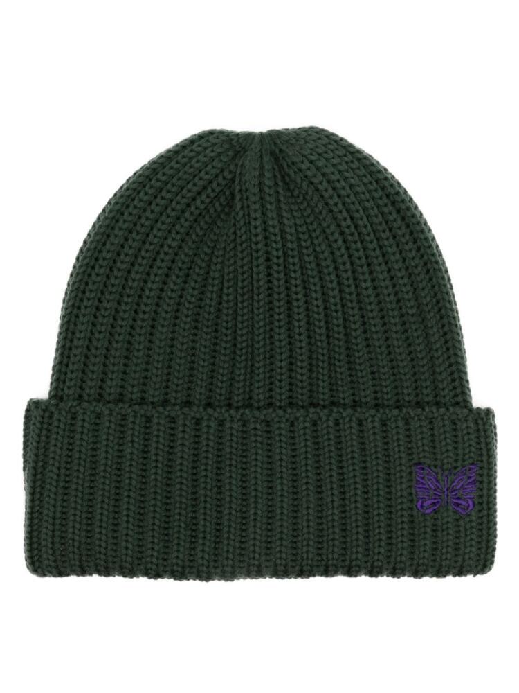 Needles logo-embroidered wool beanie - Green Cover