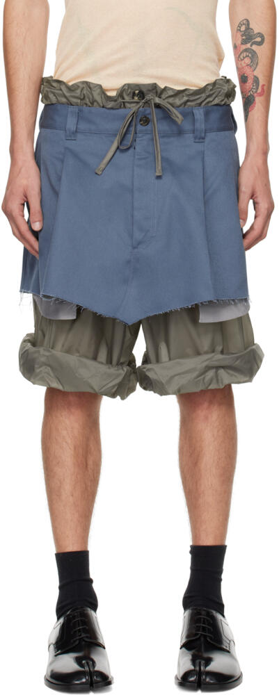 Maison Margiela Blue Layered Shorts Cover