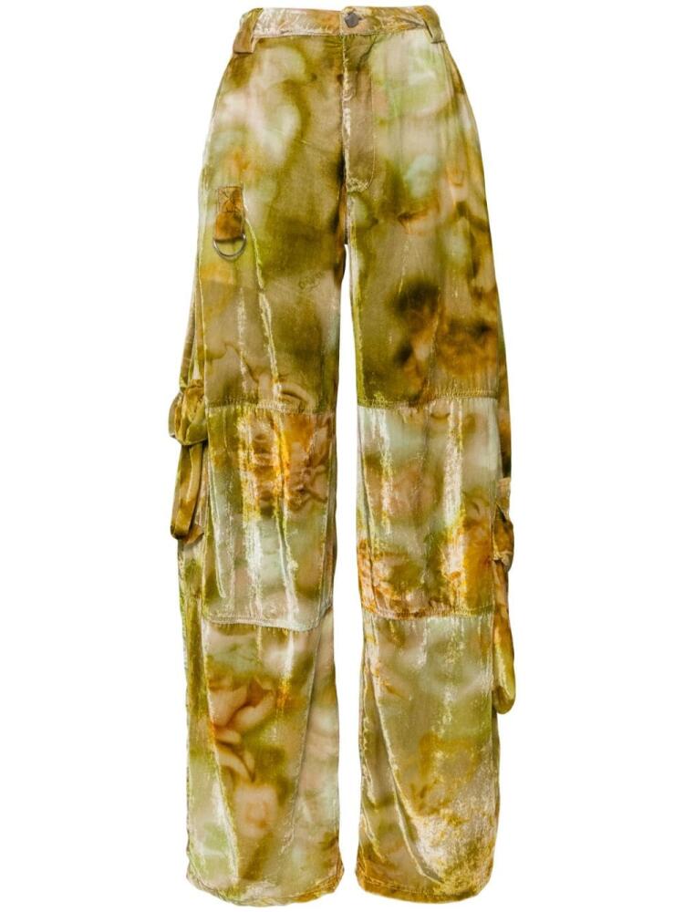 Collina Strada velvet cargo track pants - Yellow Cover