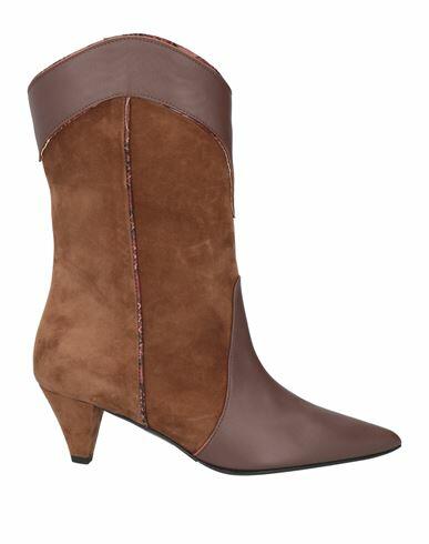 Marc Ellis Woman Ankle boots Brown Calfskin, Leather Cover