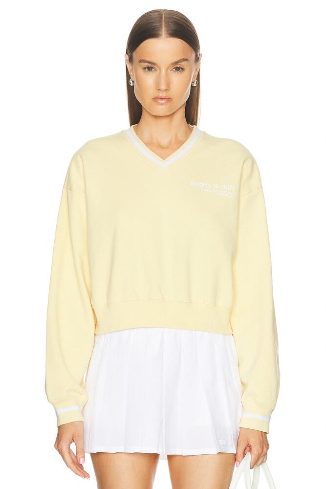 Sporty & Rich Usa Health Club V-Neck Sweater in Beige Cover