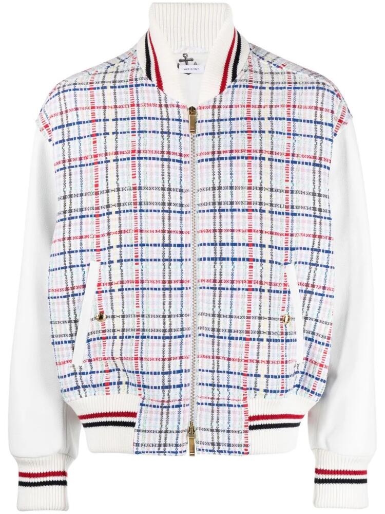 Thom Browne gingham-check bomber jacket - White Cover