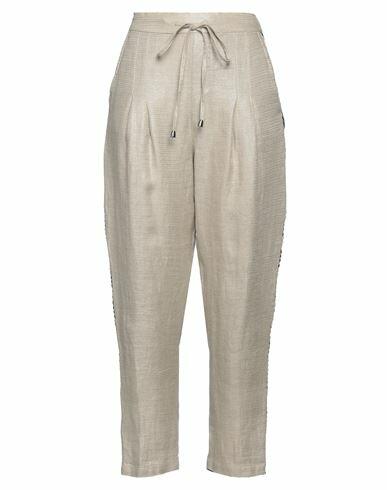 Brand Unique Woman Pants Beige Linen, Polyurethane Cover