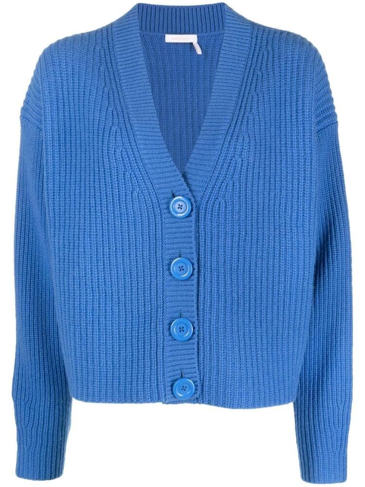 See by Chloé ribbed-knit V-neck cardigan - Blue Cover