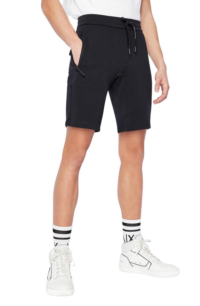 Armani Exchange Cotton Drawstring Shorts in Solid Blue Navy Cover