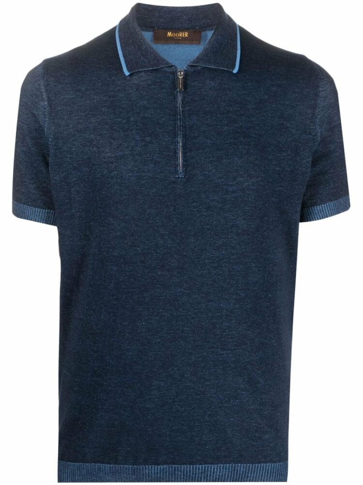 Moorer half-zip knitted polo shirt - Blue Cover