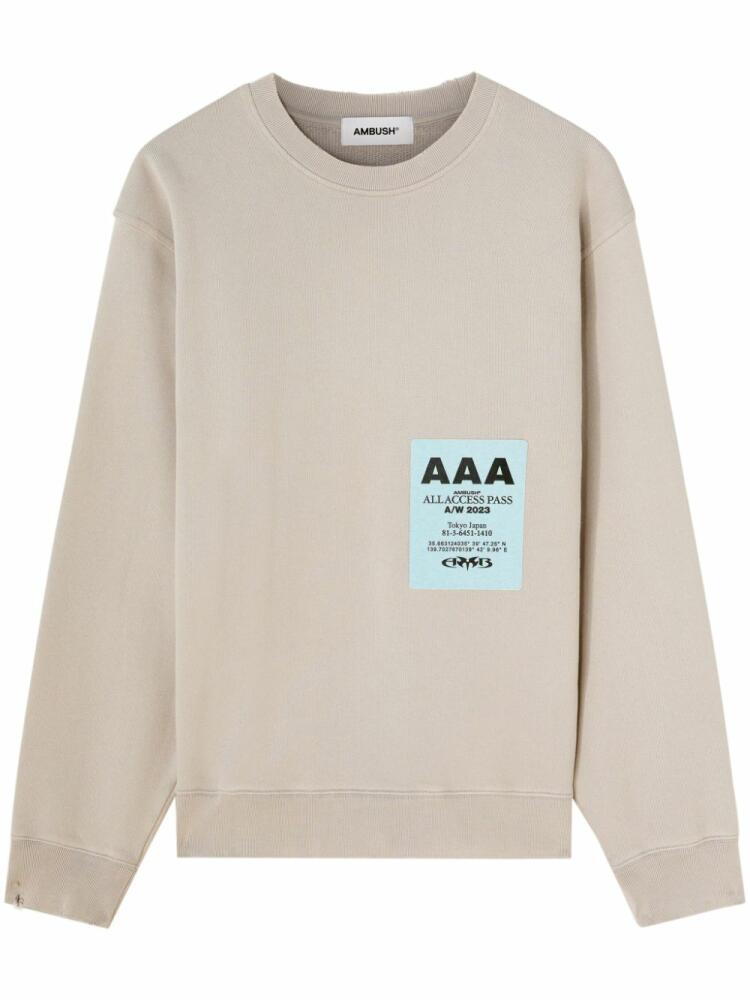 AMBUSH Pass-print cotton sweatshirt - Neutrals Cover