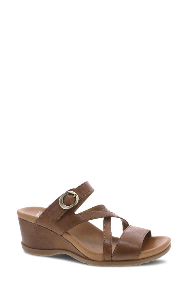 Dansko Ana Wedge Sandal in Tan Glazed Calf Cover