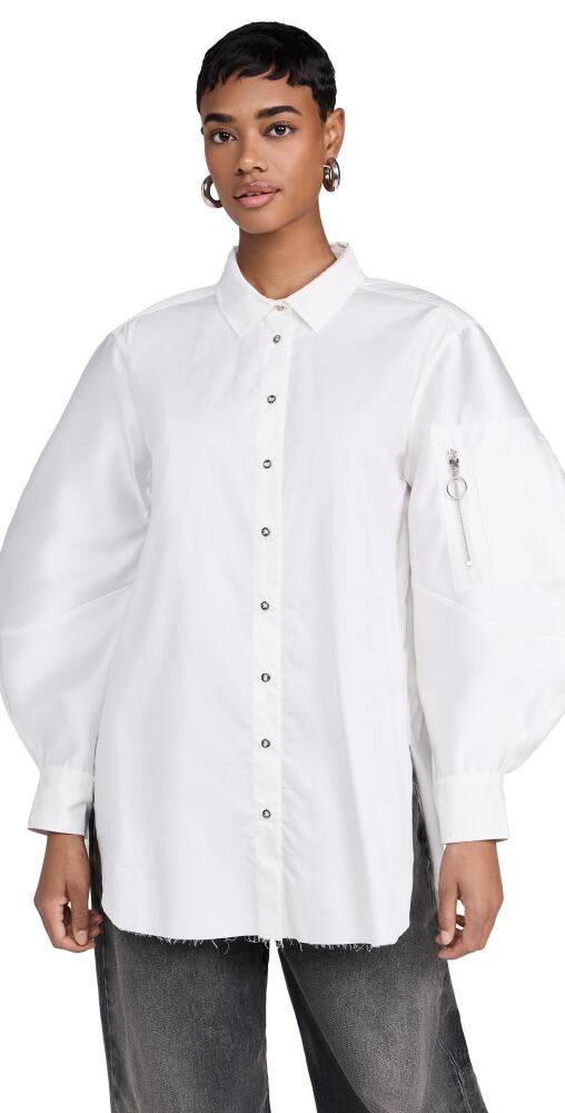 Marques Almeida Loose Fit Shirt with Bomber Sleeves White Cover