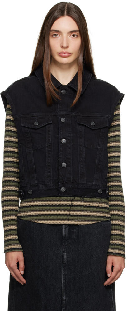 AGOLDE Black Charli Denim Vest Cover