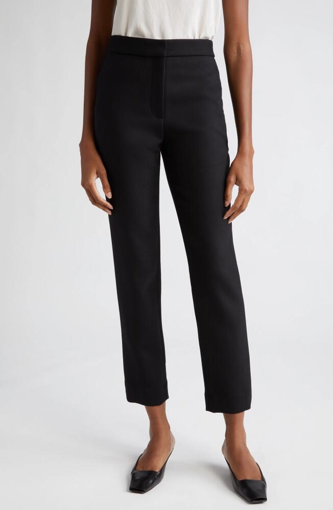 Adam Lippes High Waist Double Face Stretch Wool Ankle Pants in Black Cover