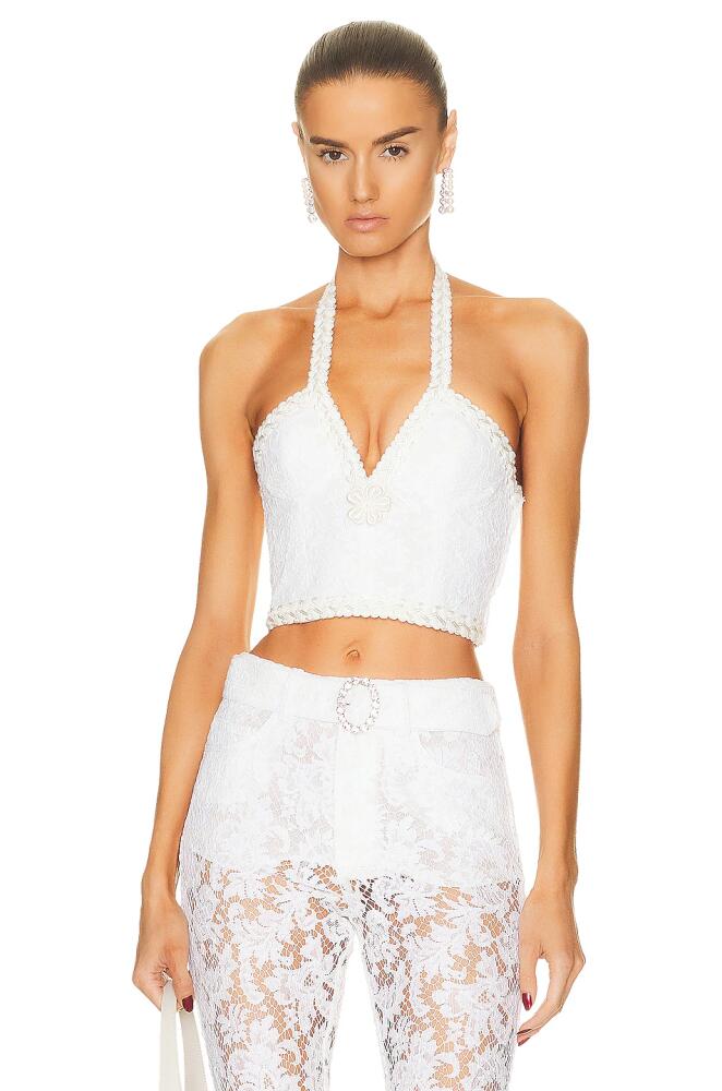 Alessandra Rich Lace Bustier Top in White Cover