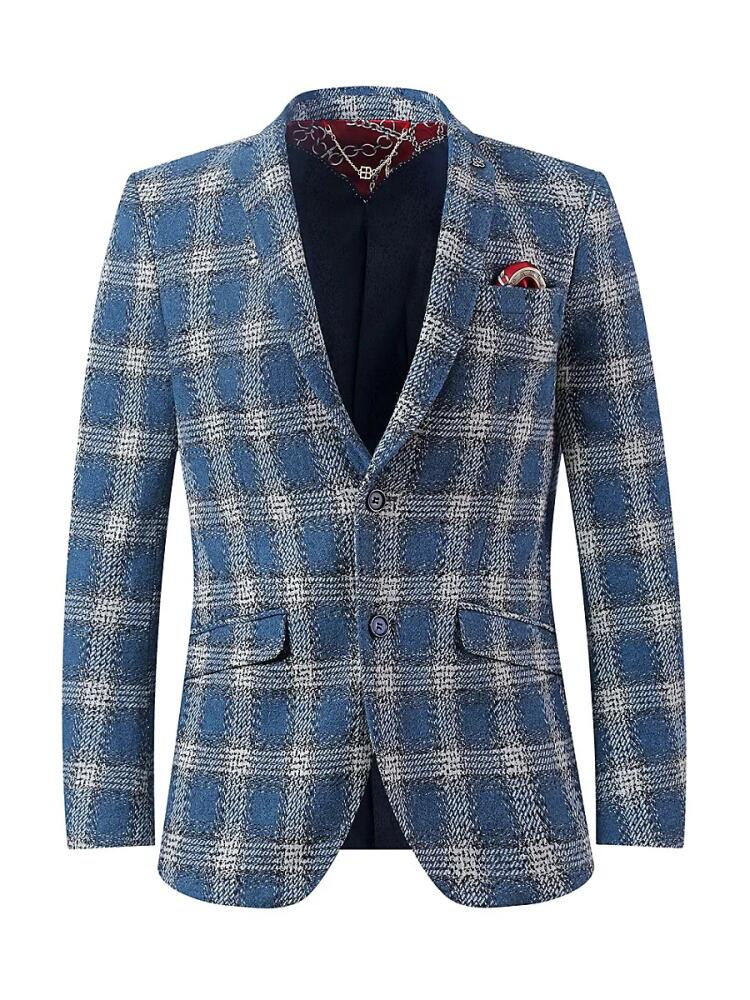 Elie Balleh Men's Slim Fit Plaid Sportcoat - Blue Cover