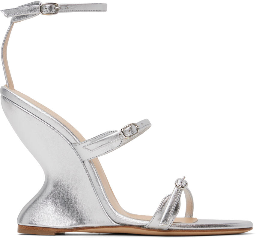 Magda Butrym Silver Inverted Wedge Heeled Sandals Cover