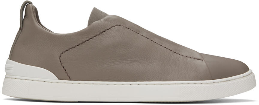 ZEGNA Gray SECONDSKIN Triple Stitch Sneakers Cover