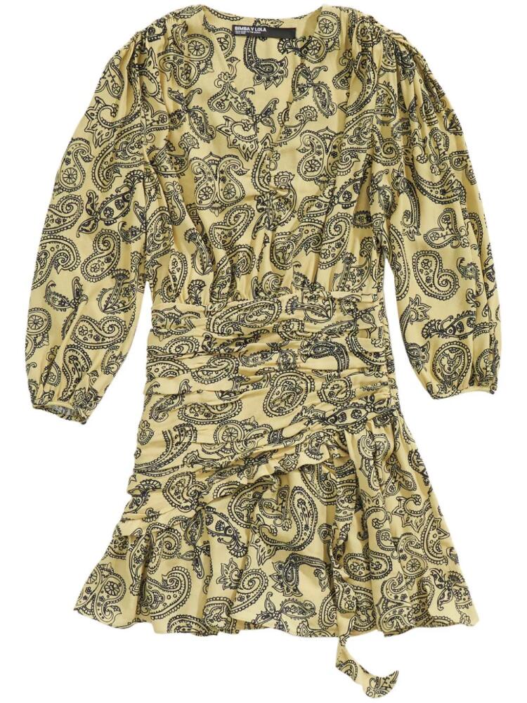 Bimba y Lola bandana-print draped dress - Yellow Cover