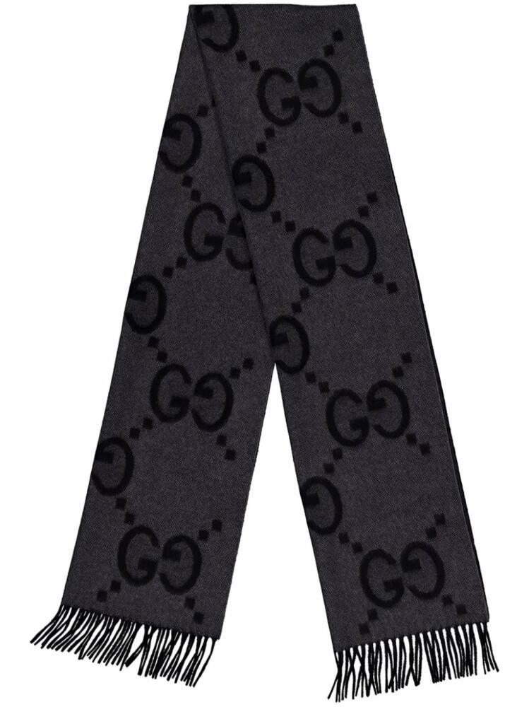 Gucci GG-jacquard cashmere scarf - Grey Cover