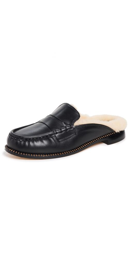 Freda Salvador Temi Flats Black Calf w/ Shearling Cover