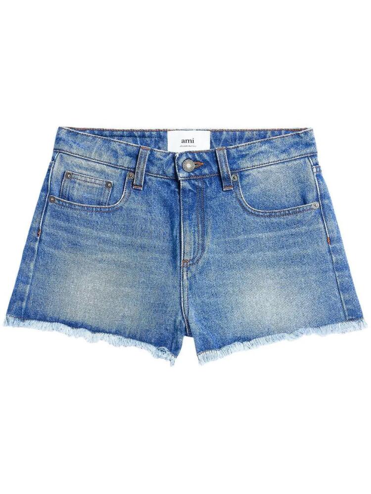 AMI Paris frayed denim mini shorts - Blue Cover