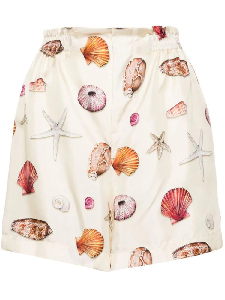 Chloé sealife-print silk shorts - Neutrals Cover