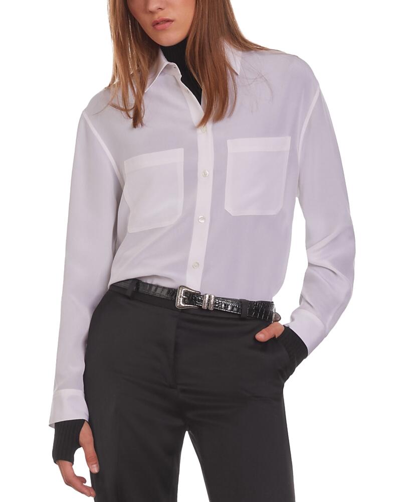 The Kooples Washed Silk Button Front Shirt Cover