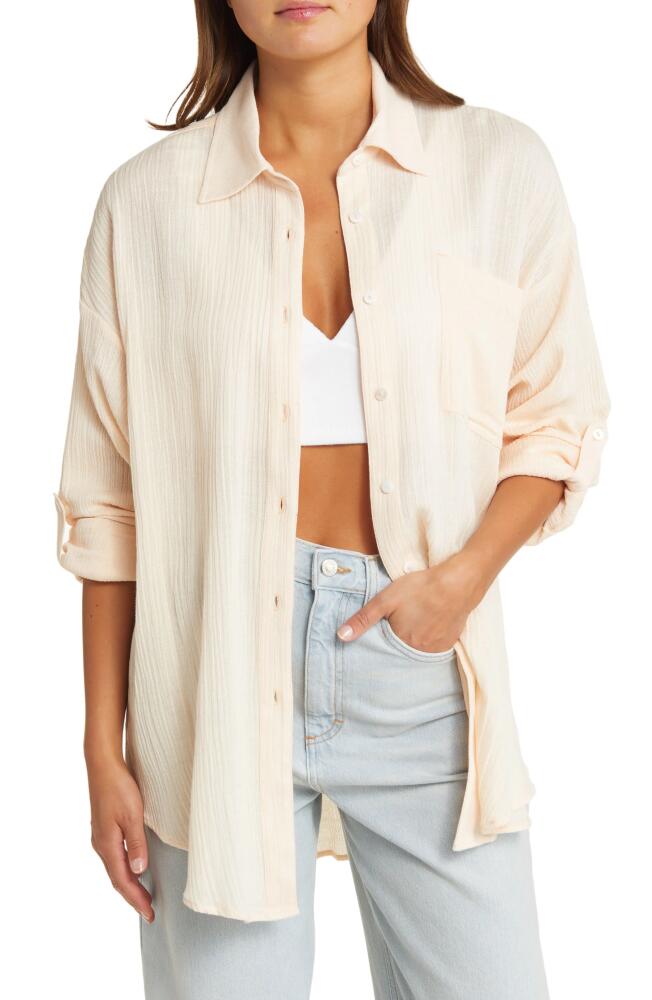 Rip Curl Premium Linen Button-Up Blouse in Light Peach Cover