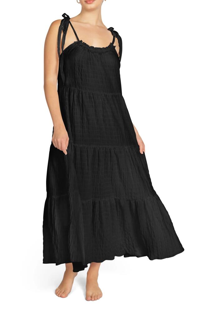 Robin Piccone Fiona Tie Shoulder Cover-Up Dress in Black Cover