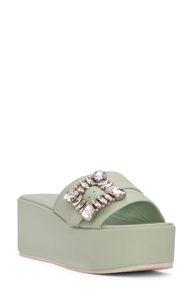 BEAUTIISOLES Dita Platform Slide Sandal in Light Green Cover