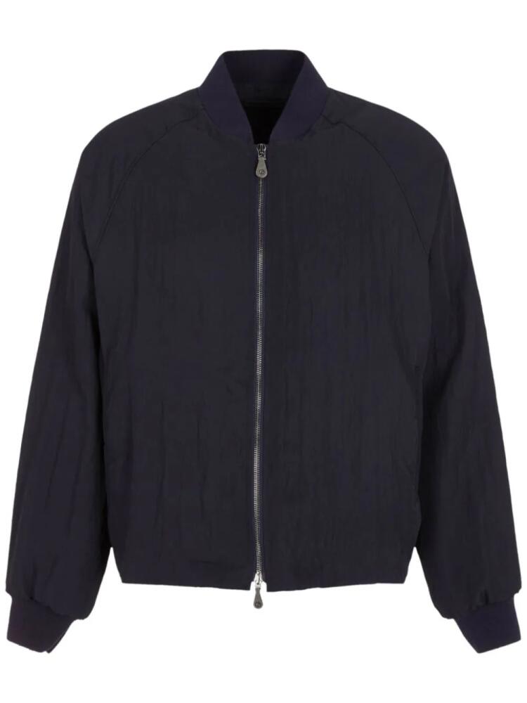 Giorgio Armani zip-up crinkled bomber jacket - Blue Cover