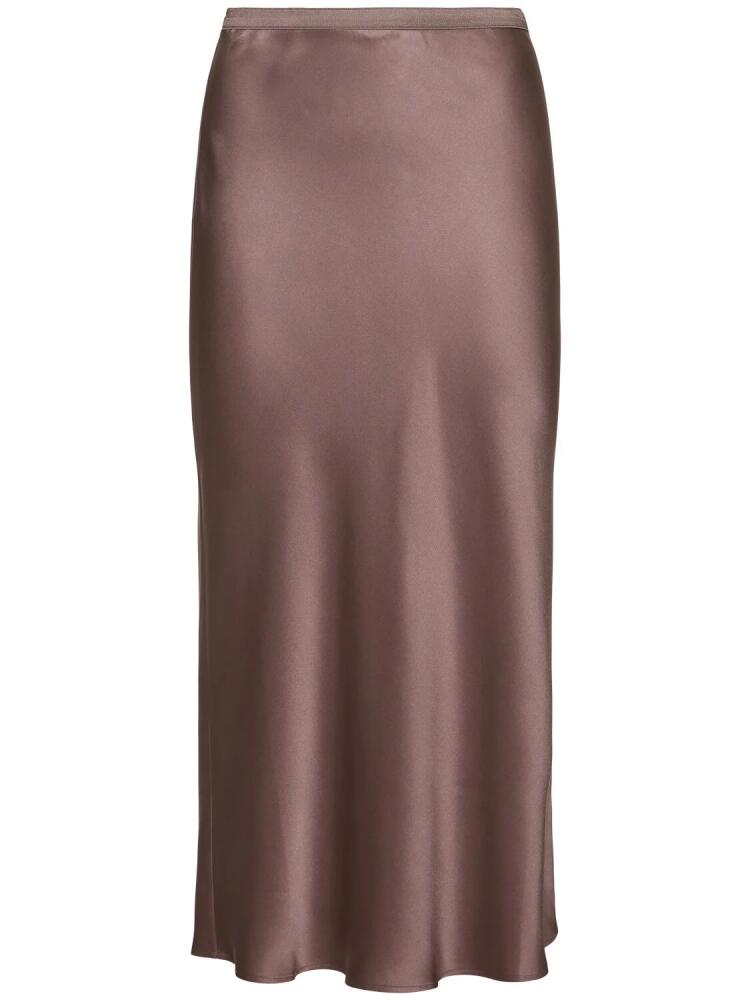 ANINE BING Bar Silk Satin Midi Skirt Cover