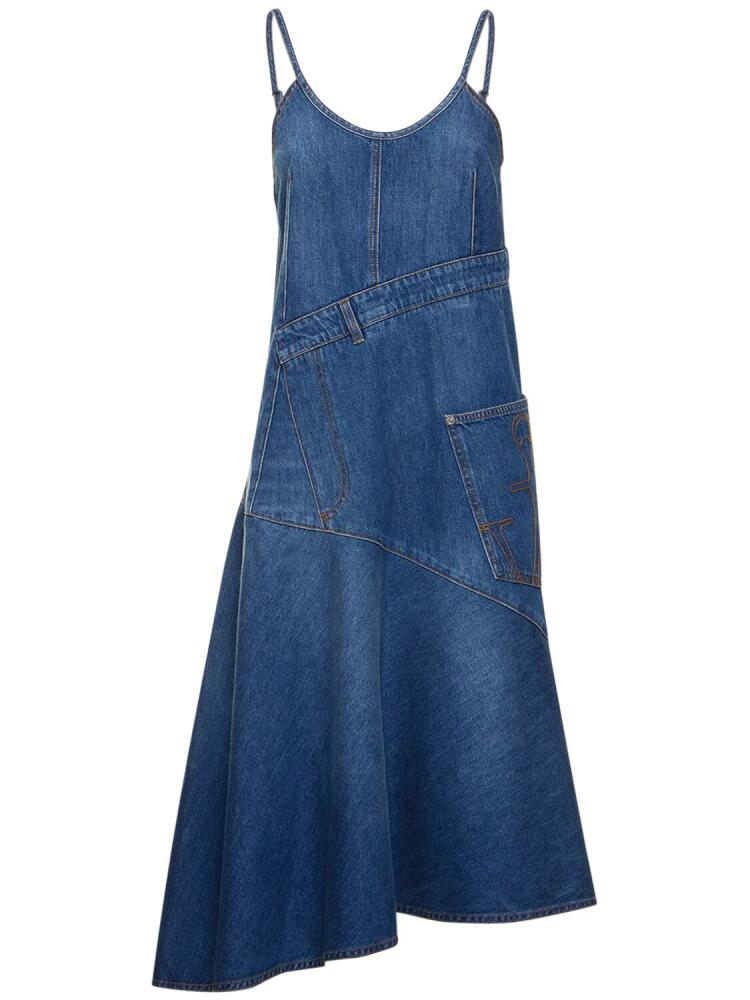 JW ANDERSON Asymmetric Flared Denim Midi Dress Cover